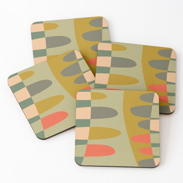 Item preview, MCM abstract shapes - shades of green and orange designed and sold by JMgraphic.
