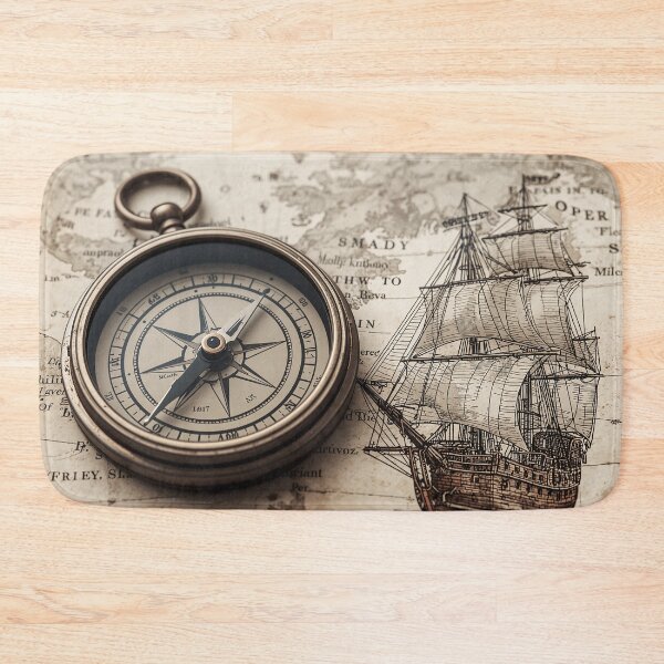 Item preview, Map, ship and compass, retro design designed and sold by TanyaLovus.