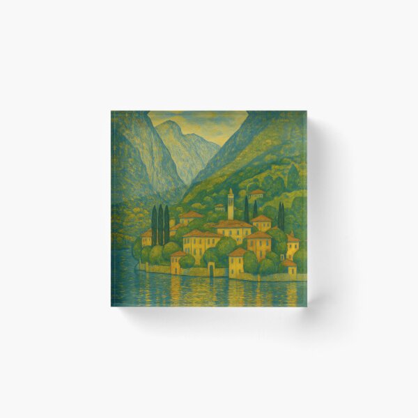 Item preview, Dreamy Lake Como — Gustav Klimt Inspired Lakescape designed and sold by FrescoDesign.
