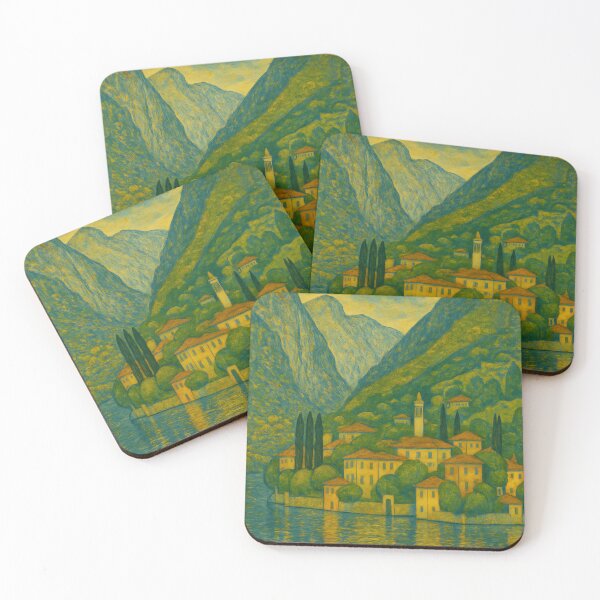 Item preview, Dreamy Lake Como — Gustav Klimt Inspired Lakescape designed and sold by FrescoDesign.