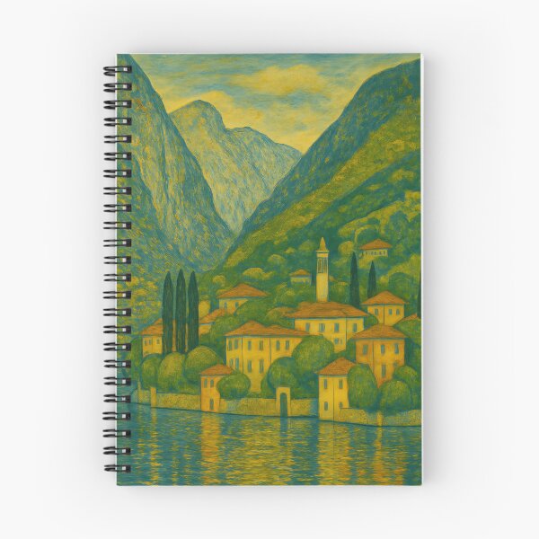 Item preview, Dreamy Lake Como — Gustav Klimt Inspired Lakescape designed and sold by FrescoDesign.