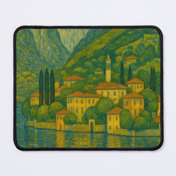 Item preview, Dreamy Lake Como — Gustav Klimt Inspired Lakescape designed and sold by FrescoDesign.