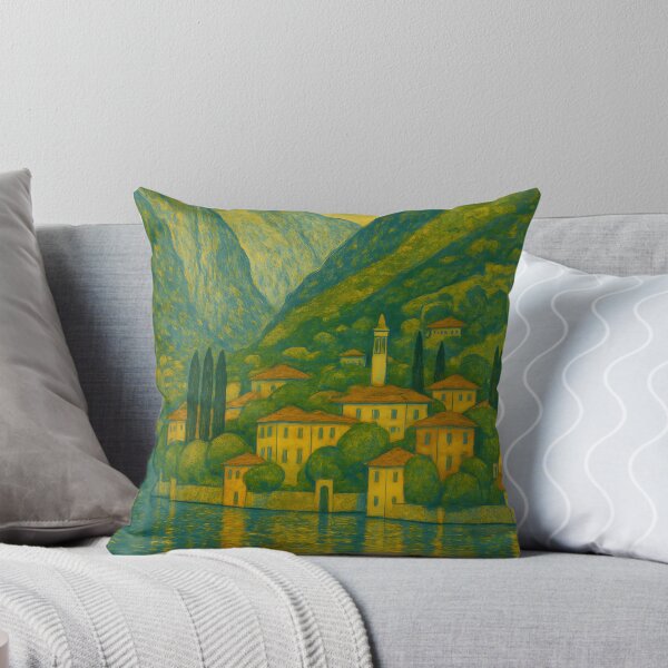 Item preview, Dreamy Lake Como — Gustav Klimt Inspired Lakescape designed and sold by FrescoDesign.