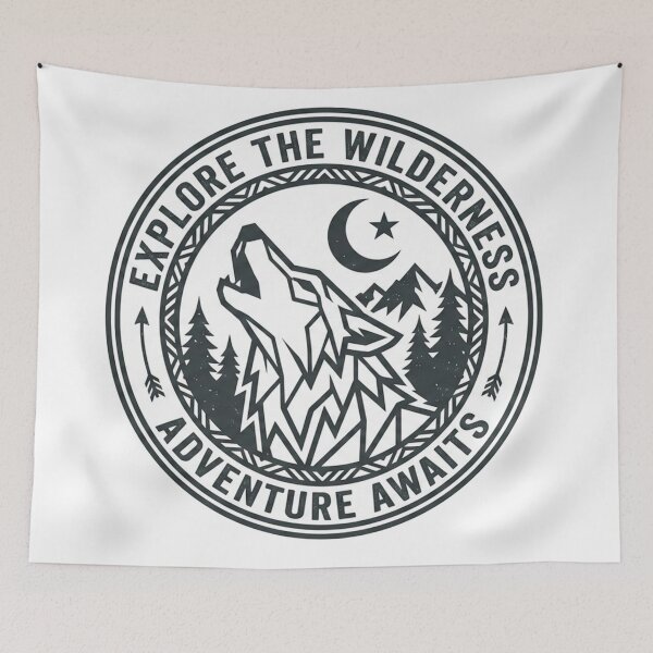 Item preview, Explore the Wilderness Adventure Awaits Howling Wolf Badge designed and sold by Owcomm.