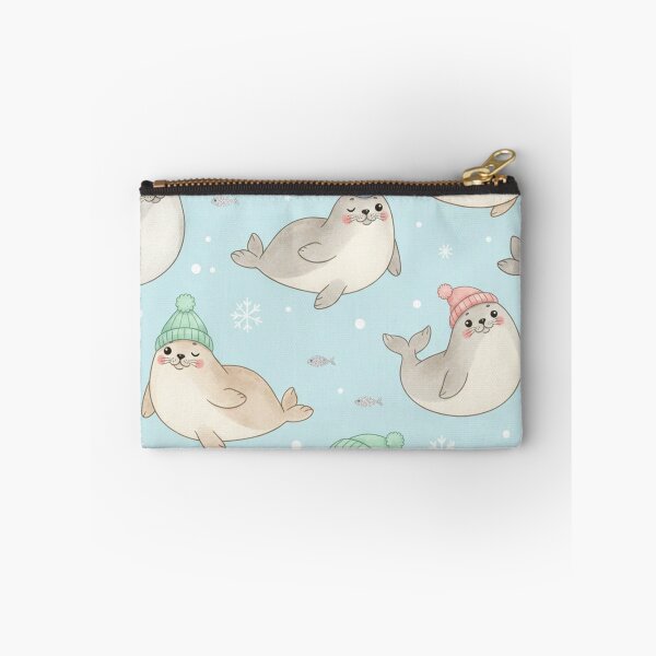 Item preview, Cute Winter Seals Seamless Pattern with Beanies and Bubbles designed and sold by Owcomm.