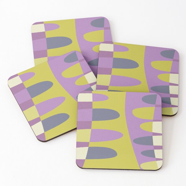 Item preview, MCM abstract shapes - lime green and purple designed and sold by JMgraphic.