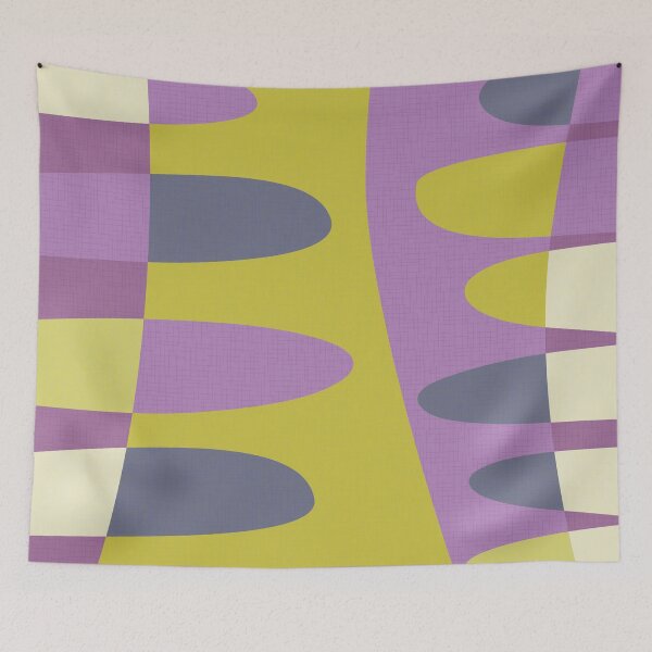 Item preview, MCM abstract shapes - lime green and purple designed and sold by JMgraphic.