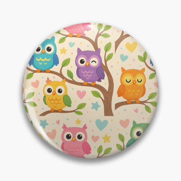 Item preview, Colorful Cartoon Owls on Branches designed and sold by purplesensation.