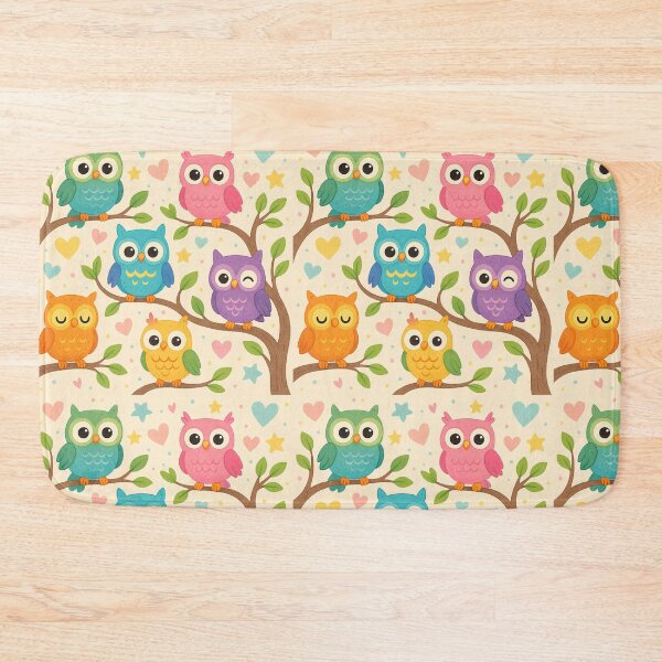 Item preview, Colorful Cartoon Owls on Branches designed and sold by purplesensation.