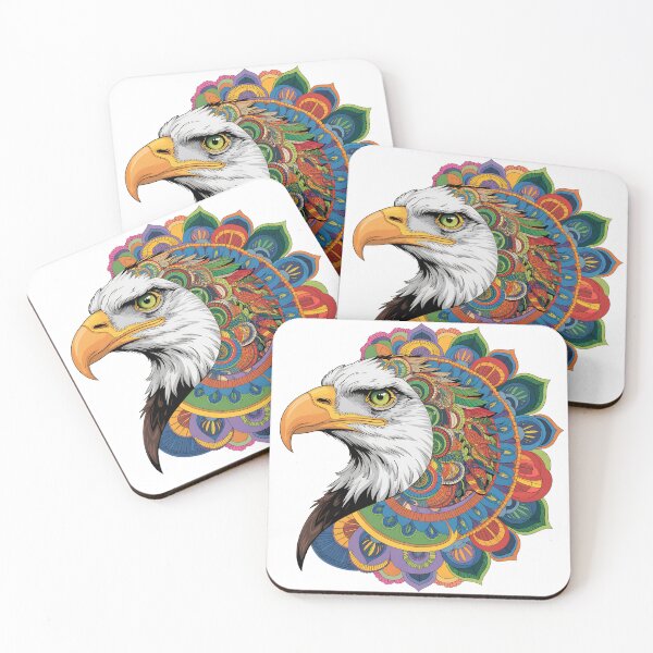 Item preview, Colorful Bald Eagle Mandala Boho Wildlife Art Patriotic Animal Design designed and sold by ArcticFoxStudio.