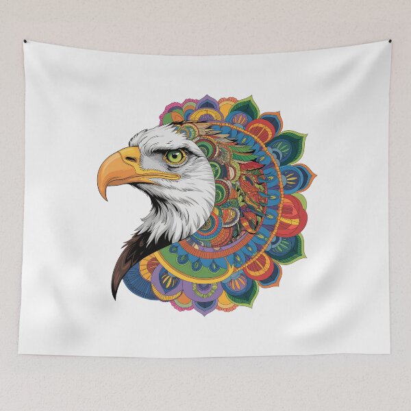 Item preview, Colorful Bald Eagle Mandala Boho Wildlife Art Patriotic Animal Design designed and sold by ArcticFoxStudio.