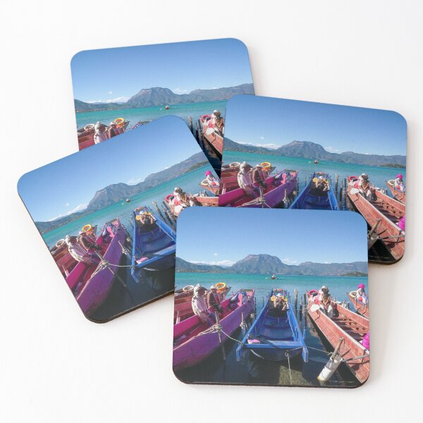 Item preview, Beautiful Lugu lake with boat and mosuo rowers designed and sold by sinseeho.