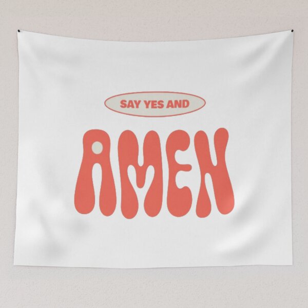 Item preview, SAY YES AND AMEN Retro Faith Typography | Positive Christian Encouragement Design designed and sold by Bright Nest Studio.