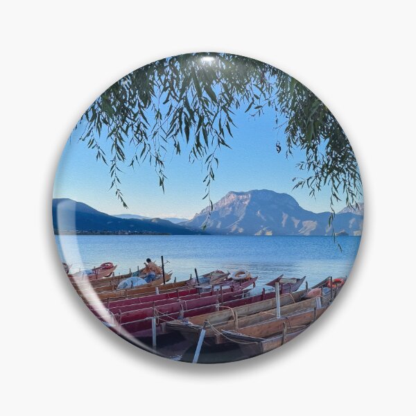 Item preview, Lugu Lake with Pig-trough tour boats at dusk designed and sold by sinseeho.