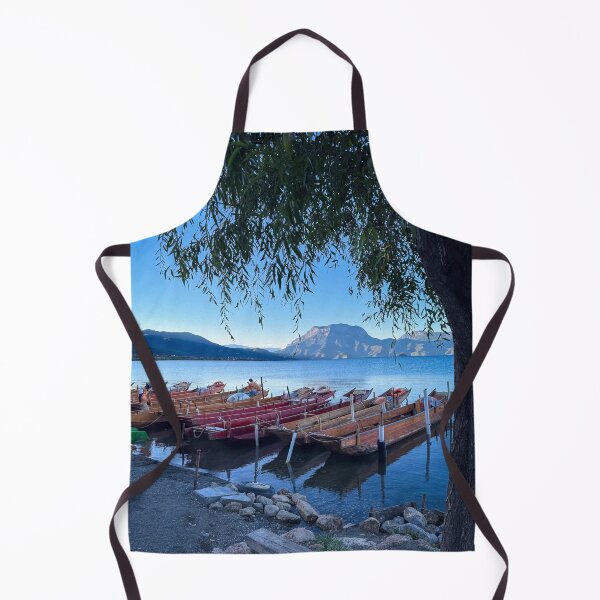 Item preview, Lugu Lake with Pig-trough tour boats at dusk designed and sold by sinseeho.