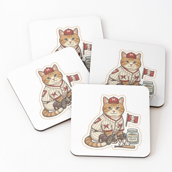 Item preview, Cute Baseball Player Ginger Cat Home Run Champion Sticker designed and sold by Purely Art Shop.