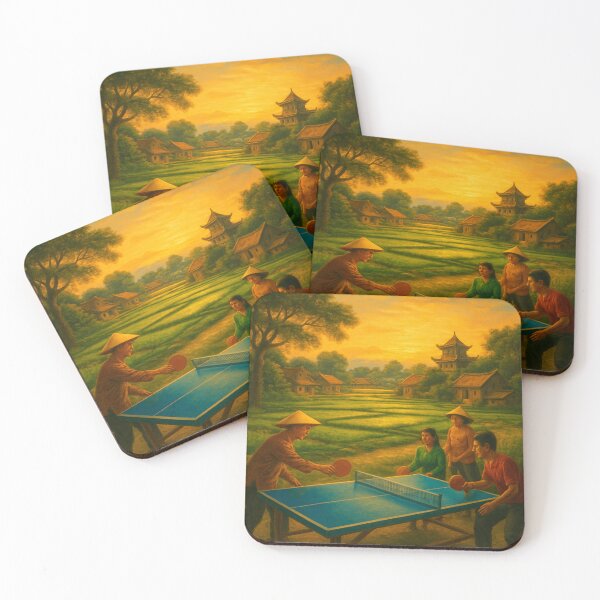 Item preview, Golden Hour Table Tennis: Surreal Rural Landscape Ping Pong Art designed and sold by OhMyPingCo.
