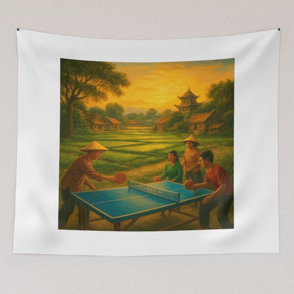 Item preview, Golden Hour Table Tennis: Surreal Rural Landscape Ping Pong Art designed and sold by OhMyPingCo.