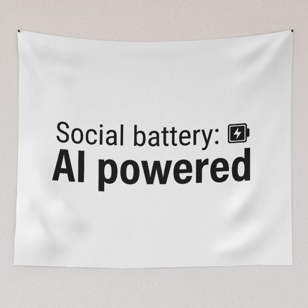 Item preview, Social Battery AI Powered Funny T-Shirt Introvert Tech Humor designed and sold by fadouades.