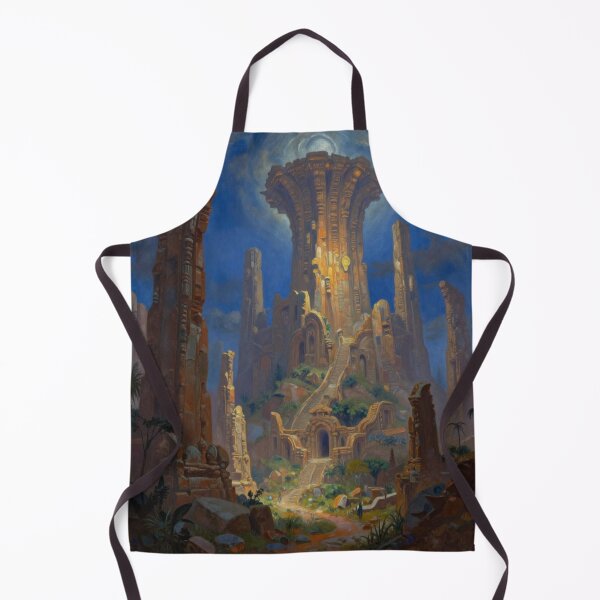 Item preview, Ancient mystical temple landscape with golden light and surreal monumental structures designed and sold by FotoworldEdel.