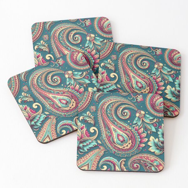 Item preview, Teal Pink Paisley Floral Boho Pattern Art designed and sold by Apex Designs.