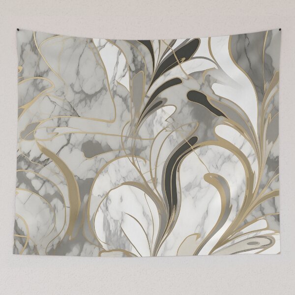 Item preview, Marble Bloom Luxe - Elegant Gold and Black Abstract Marble Pattern designed and sold by Hashola Designs.