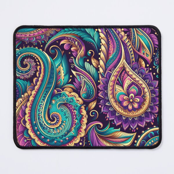 Item preview, Purple Teal Gold Paisley Floral Boho Pattern designed and sold by Apex Designs.