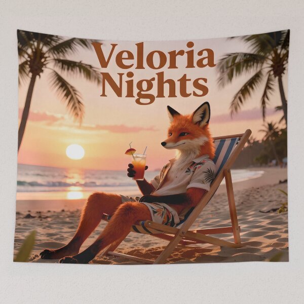 Item preview, Veloria Nights Fox – Tropical Beach Vacation Animal designed and sold by AnimalAirtistry.