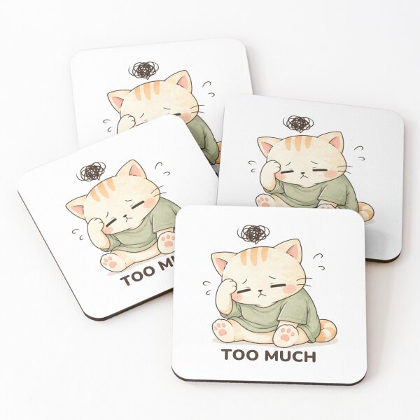 Item preview, Too Much Cat | Cute Kawaii Aesthetic | Stressed Overwhelmed Mood Design designed and sold by The Mood Index.