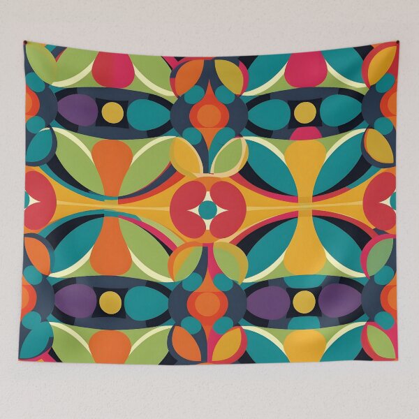 Item preview, Sunset Pop Geometry – Bold Retro Floral and Geometric Pattern designed and sold by Hashola Designs.