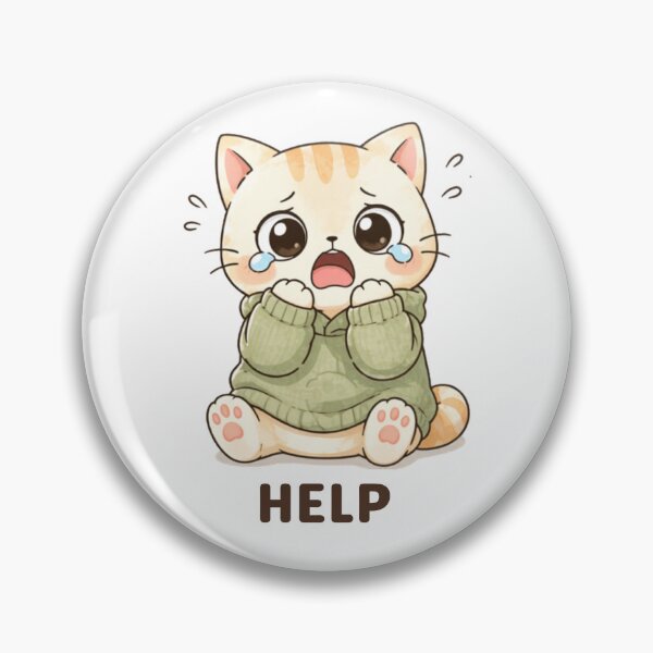 Item preview, Help Cat | Cute Kawaii Aesthetic | Overwhelmed Panic Mood Design designed and sold by The Mood Index.