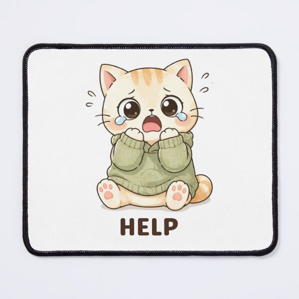 Item preview, Help Cat | Cute Kawaii Aesthetic | Overwhelmed Panic Mood Design designed and sold by The Mood Index.