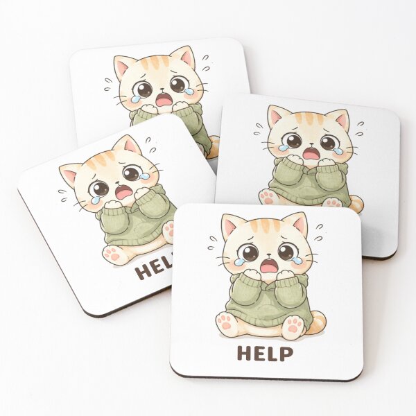 Item preview, Help Cat | Cute Kawaii Aesthetic | Overwhelmed Panic Mood Design designed and sold by The Mood Index.
