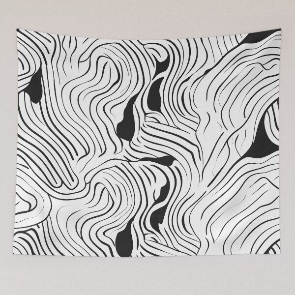 Item preview, Monochrome Flow Lines – Minimal Black and White Abstract Wave Pattern designed and sold by Hashola Designs.