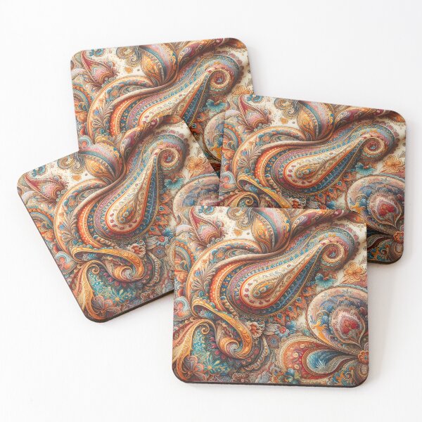 Item preview, Vintage Cream Blue Orange Paisley Boho Pattern designed and sold by Apex Designs.