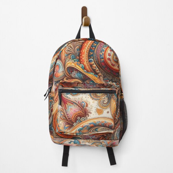 Item preview, Vintage Cream Blue Orange Paisley Boho Pattern designed and sold by Apex Designs.