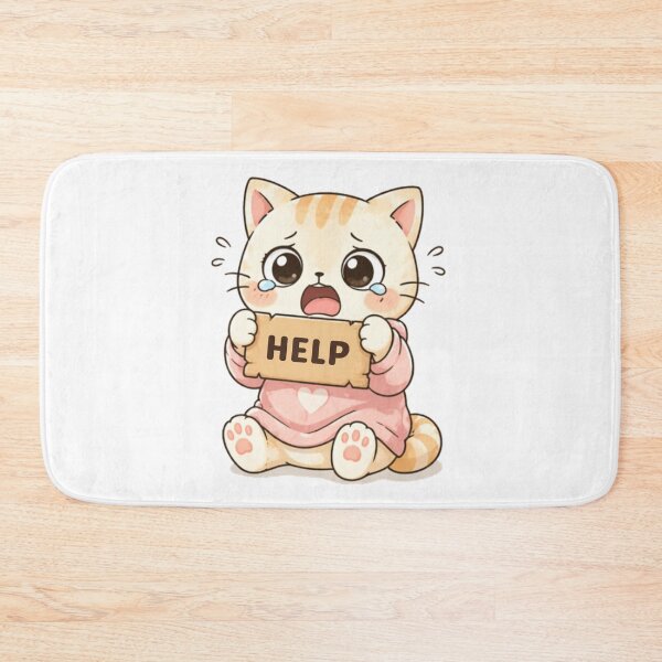 Item preview, Help Cat | Cute Kawaii Aesthetic | Crying Emotional Mood Design designed and sold by The Mood Index.