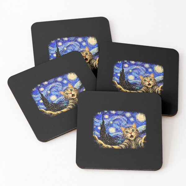 Item preview, Cute Cat Starry Night Art – Van Gogh Inspired designed and sold by FerminVigo.