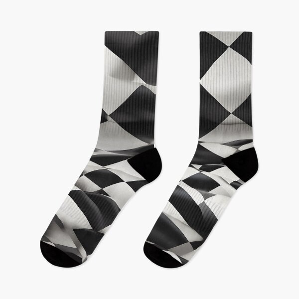 Item preview, Checkered Motion – Abstract Black and White Racing Flag Wave Pattern designed and sold by Hashola Designs.