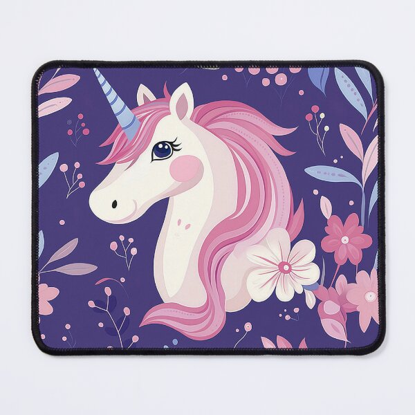 Item preview, Cute unicorn, picture book pattern, pink and purple colors, fantasy world, crystal horn. Seamless pattern designed and sold by Leylita Design.