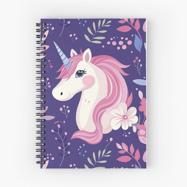 Item preview, Cute unicorn, picture book pattern, pink and purple colors, fantasy world, crystal horn. Seamless pattern designed and sold by Leylita Design.
