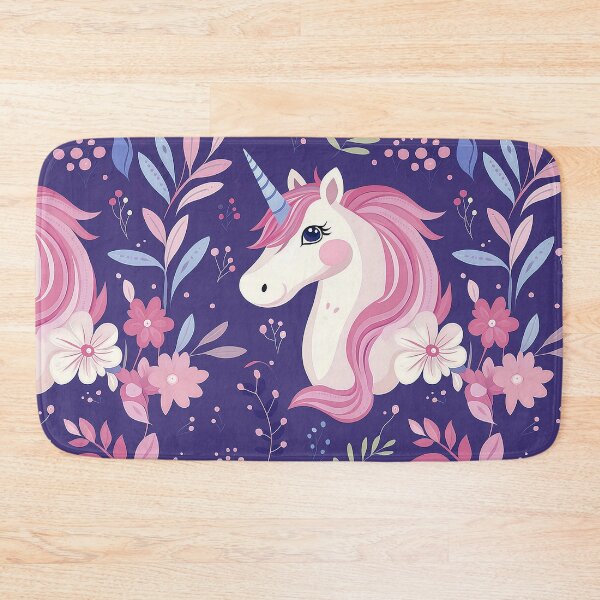 Item preview, Cute unicorn, picture book pattern, pink and purple colors, fantasy world, crystal horn. Seamless pattern designed and sold by Leylita Design.