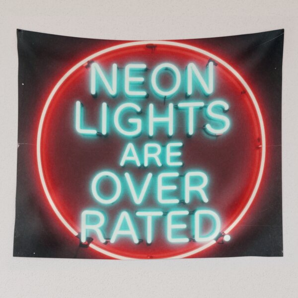 Item preview, Neon Lights Are Overrated Neon Cyan Red Light Sign designed and sold by Dancing Papaya.