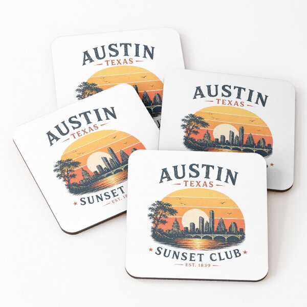 Item preview, Austin Texas Sunset Club Vintage Travel Shirt Retro City Skyline Graphic designed and sold by LoppiPrintShop.