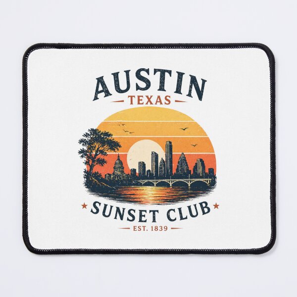 Item preview, Austin Texas Sunset Club Vintage Travel Shirt Retro City Skyline Graphic designed and sold by LoppiPrintShop.