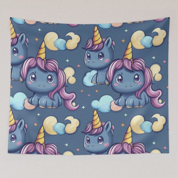 Item preview, Cute unicorn, picture book pattern,fantasy world, crystal horn. Seamless pattern designed and sold by Leylita Design.