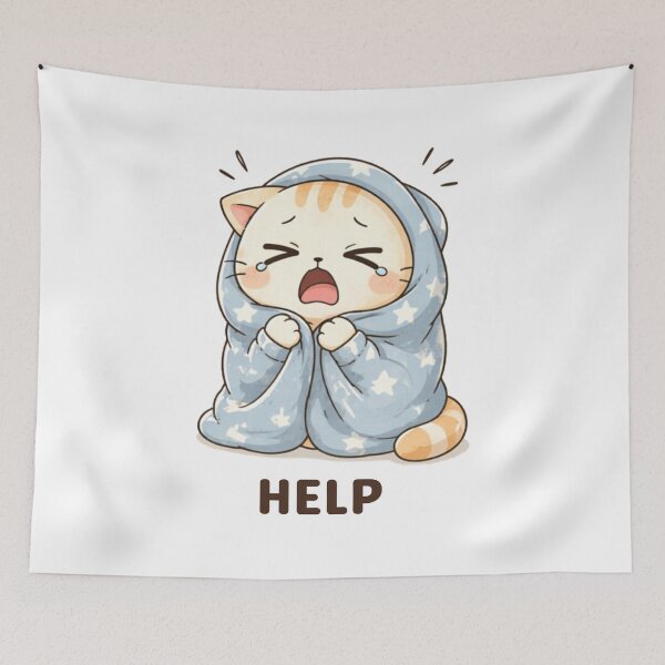 Item preview, Help Cat | Cute Kawaii Aesthetic | Emotional Breakdown Mood Design designed and sold by The Mood Index.
