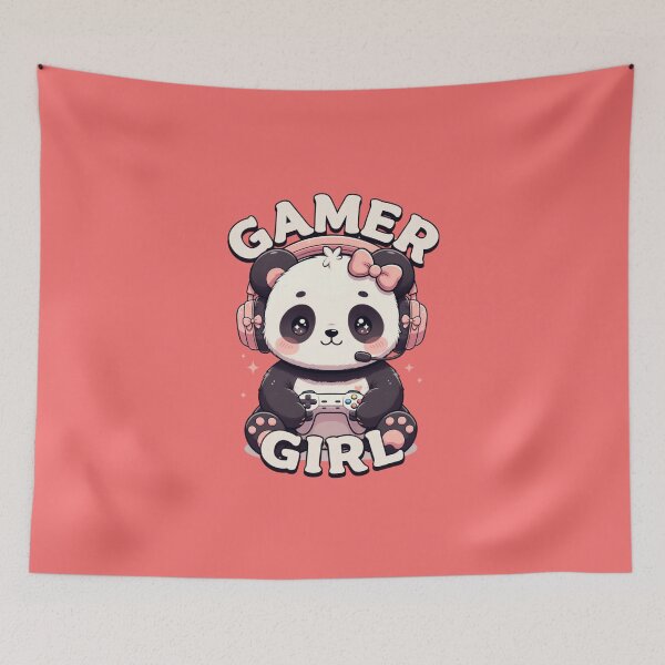 Aperçu de l'œuvre Joueuse de jeux vidéo Panda Gamer Femme créée et vendue par GrumpySableye.