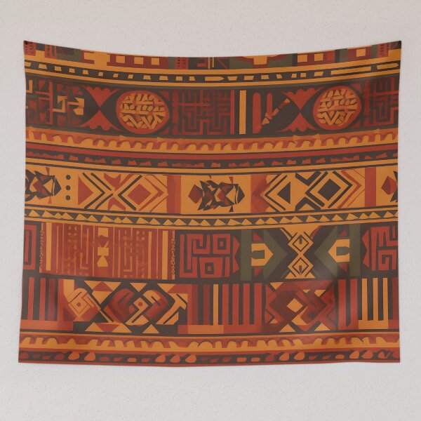 Item preview, Ember Tribe Mosaic – Bold Tribal Geometric Pattern in Burnt Orange and Earth Tones designed and sold by Hashola Designs.