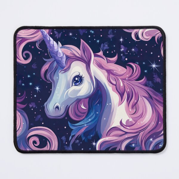 Item preview, Cute unicorn, picture book pattern, pink and purple colors, fantasy world, crystal horn. Seamless pattern designed and sold by Leylita Design.